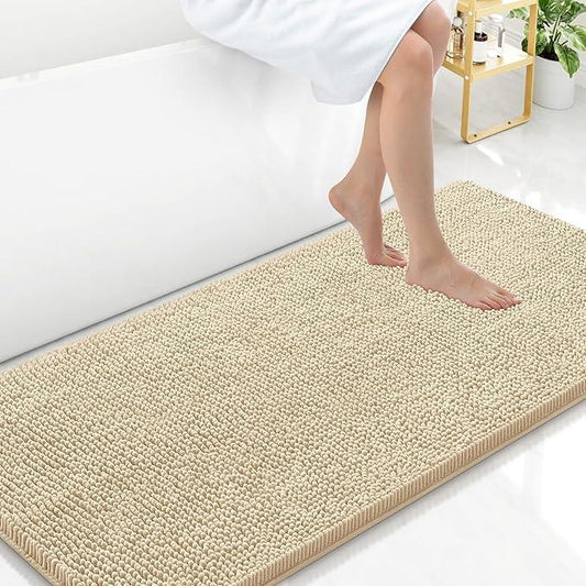 Arotive Bathroom Rugs 47x24, Extra Soft Absorbent Shaggy Chenille Bath Rugs, Machine Washable Rubber Backing Non-Slip Bath Mats for Bathroom Floor Tub and Shower, Home Decor Accessories, Beige - ModernBath