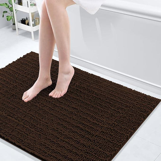 Arotive Luxury Chenille Bathroom Rug Mat, Extra Soft Thick Absorbent Shaggy Bath Rugs, Non-Slip Machine Wash Dry, Plush Bath Mats for Bathroom, Shower and Tub, 40x32, Brown - ModernBath