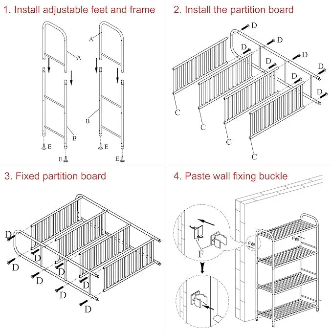JSB 4-Tier Adjustable Shelving Unit, Heavy Duty Storage Rack Organizer Metal Corner Shelf for Kitchen Living Room Laundry Pantry Bathroom (Black, 4 Tier)… - ModernBath