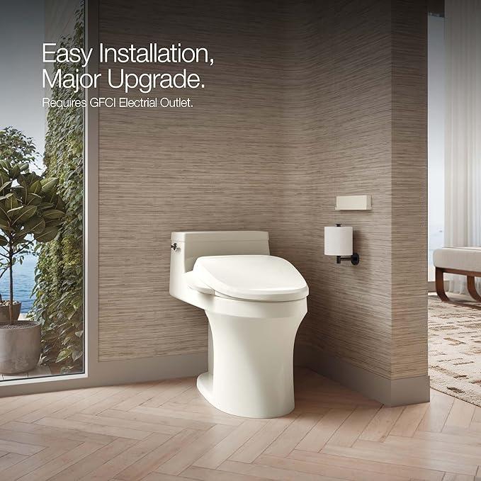 Kohler PureWash M250 Manual Round Bidet Toilet Seat, Biscuit, Quiet-Close Lid Prevents Slamming, Easy Installation with Quick-Release Hinges, Adjustable Spray Position & Pressure - ModernBath