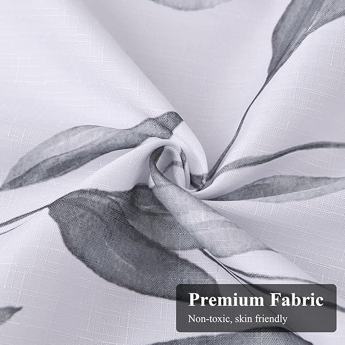 BOODII Grey Plant Watercolor Shower Curtains 72 inches Long Floral Leaf Shower Curtain for Bathroom Botanical Leaves Grey Eucalyptus Curtain Jungle Bathroom Decor 72x72 - ModernBath