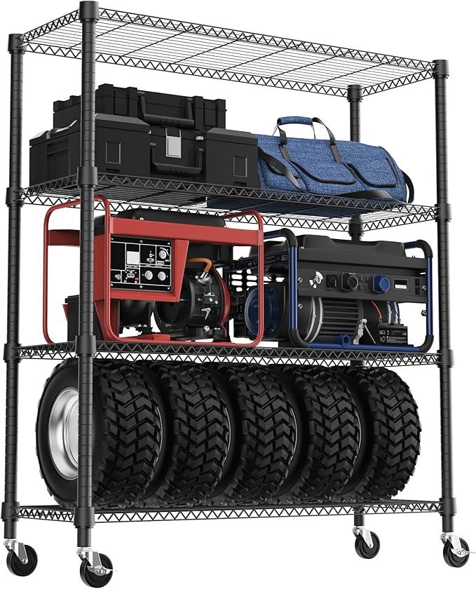 4 Tiers Shelf 1400 lbs Steel Storage Shelving Utility Shelving Unit Steel Organizer Wire Rack for Home,Kitchen,Office,Garage Black 17.7" D x 47.2" W x 62.7" H - ModernBath