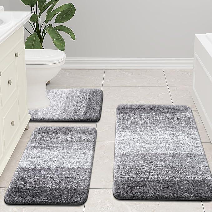 Arotive Microfiber Bathroom Rugs, Shaggy Soft and Absorbent Bath Rug, Non-Slip, Thick Plush Machine Washable Dry Bath Mats for Bathroom, Tub and Shower, 50x30, Grey, Rectangular - ModernBath