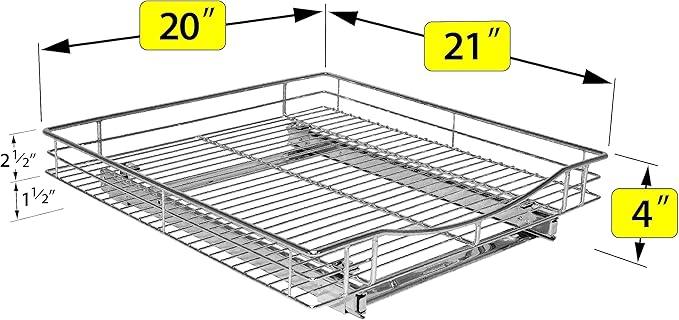 LYNK PROFESSIONAL® Pull Out Cabinet Organizer, 20" x 21" Slide Out Drawers for Kitchen Cabinets - Sliding Pull-Out Pantry Shelves – Home Shelf Organizers - Lifetime Ltd. Warranty, Chrome - ModernBath