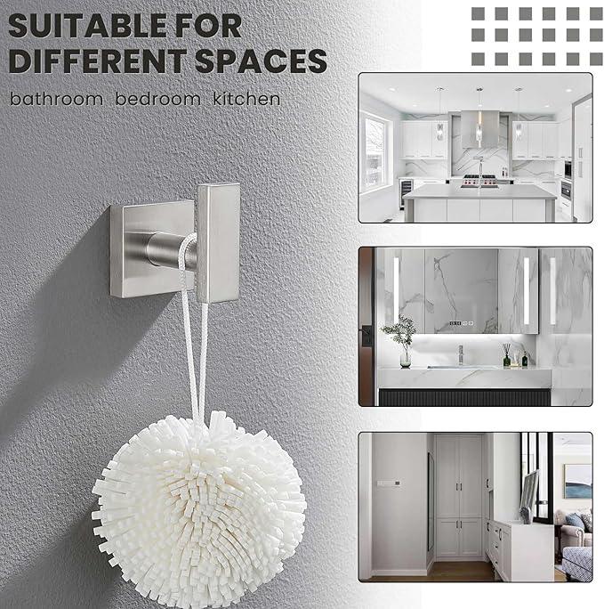 Suyar Brushed Nickel Towel Hook, SUS 304 Stainless Steel Clothes Coat Robe Holder for Bathroom, Hand Towel Hanger, Wall Mounted - ModernBath