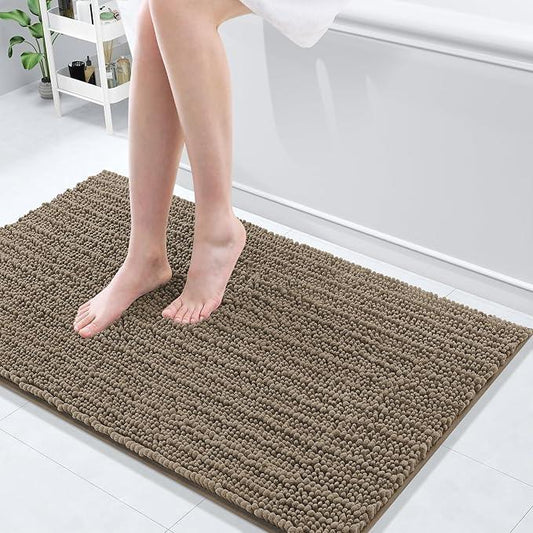 Arotive Luxury Chenille Bathroom Rug Mat, Extra Soft Thick Absorbent Shaggy Bath Rugs, Non-Slip Machine Wash Dry, Plush Bath Mats for Bathroom, Shower and Tub, 40x24, Camel - ModernBath
