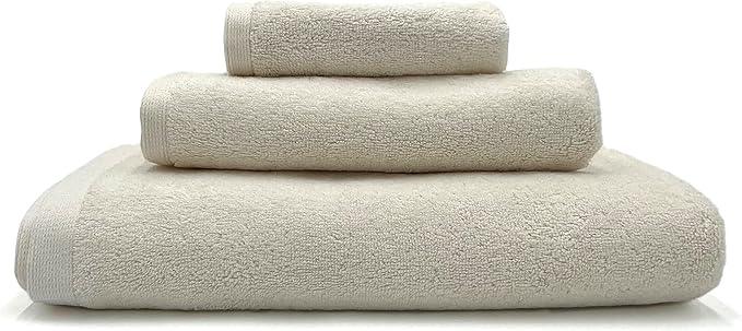 Lincoln & Palm 3 Piece Turkish Towels Set, Thick, Soft, Plush 700 GSM Spa & Hotel Quality, Silver Infused SILVERbac | Bath 58x30, Hand 30x16, Face Wash Cloth 13x13 (3 Piece Towel Set, Ivory) - ModernBath