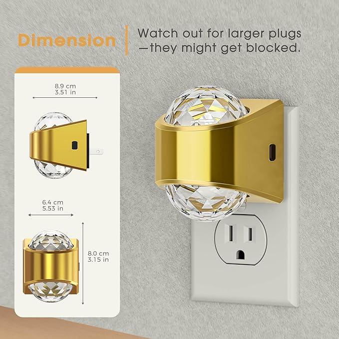 Night Lights Plug into Wall, Star Projector for Bedroom, Gold Night Light Projector for Kids, 9-Color RGB Galaxy Nightlight with Dusk to Dawn Sensor for Bathroom, Home Gaming Room Decor Gifts, 2pack - ModernBath