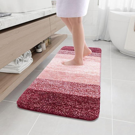 Arotive Microfiber Bathroom Rugs, Shaggy Soft and Absorbent Bath Rug, Non-Slip, Thick Plush Machine Washable Dry Bath Mats for Bathroom, Tub and Shower, 47x20, Burgundy, Rectangular - ModernBath