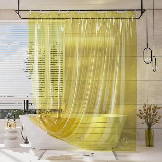 AmazerBath Yellow Shower Curtain Liner Heavy Duty, 100% EVA Clear Shower Curtain and Liner 2-in-1, 72x72 Luxury Plastic Weighted Bathroom Shower Liner, 12 Rustproof Grommets & 3 Heavyweight Stones - ModernBath