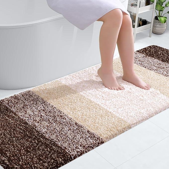OLANLY Bathroom Runner Rugs 70x24, Extra Soft Absorbent Microfiber Bath Rugs, Rubber Backing, Quick Dry, Machine Washable Bath Mats for Bathroom Floor, Tub and Shower, Home Decor Accessories, Brown - ModernBath