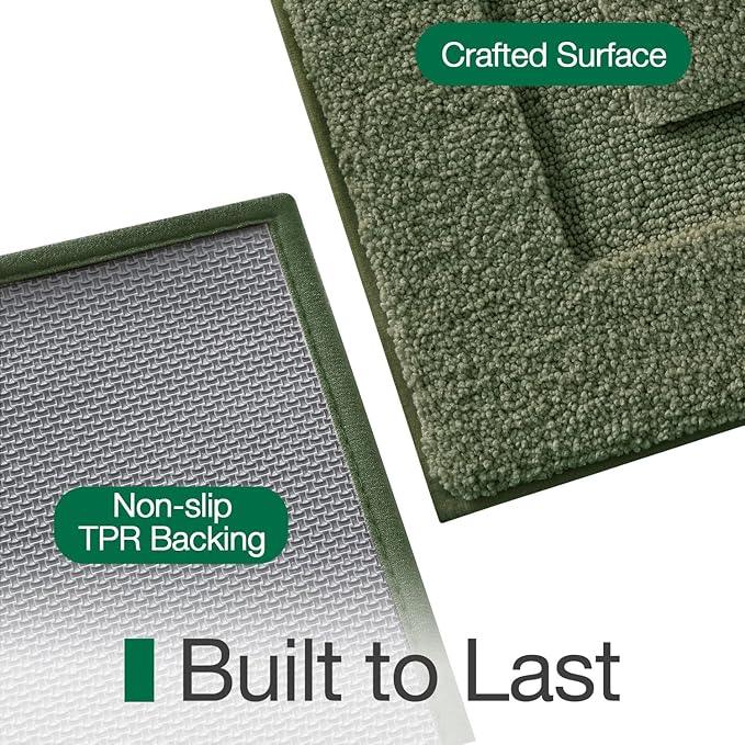 LUMI Extra Large Ultra Soft Bathroom Rugs Non Slip with Rubber Backing, Absorbent Washable Bath Mat Quick Dry, Upgraded Premium Microfiber Plush Carpet for Bathtub and Shower Floor, Green, 24x60 - ModernBath