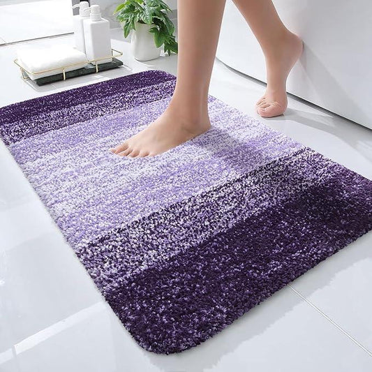 OLANLY Bathroom Rugs Mat 24x16, Extra Soft Absorbent Microfiber Bath Rugs, Rubber Backing, Quick Dry, Machine Washable Bath Mats for Bathroom Floor, Tub and Shower, Home Decor Accessories, Violet - ModernBath