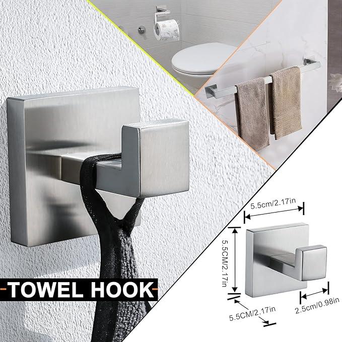 YACVCL 5-Piece Bathroom Hardware Accessories Set 23.6 inch Towel Bar Towel Rack Sets Modern Towel Ring Kit Stainless Steel Wall Mounted (Brushed Nickel) - ModernBath
