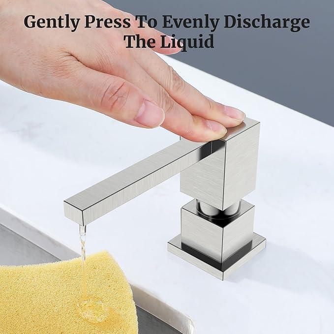 Sink Soap Dispenser for Kitchen Sink Brushed Nickel, All Brass Built-in and Refill from Top Design,Metal Hand Soap & Dish Soap Copper Pump - ModernBath