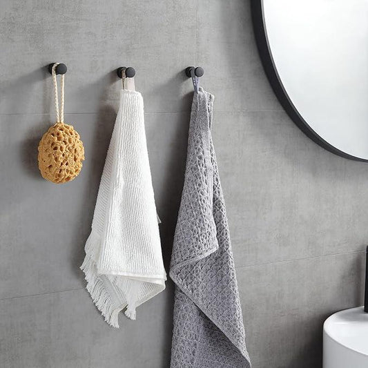 BVL Black Robe Hook Brass Small Towel Hook for Bathoom with Glue - ModernBath