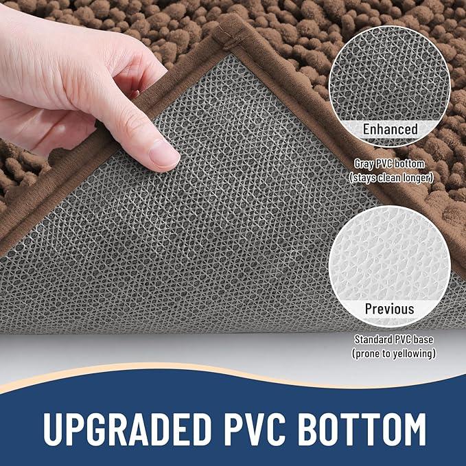 Arotive Luxury Chenille Bathroom Rug Mat, Extra Soft Thick Absorbent Shaggy Bath Rugs, Non-Slip Machine Wash Dry, Plush Bath Mats for Bathroom, Shower and Tub, 24x16, Mocha - ModernBath