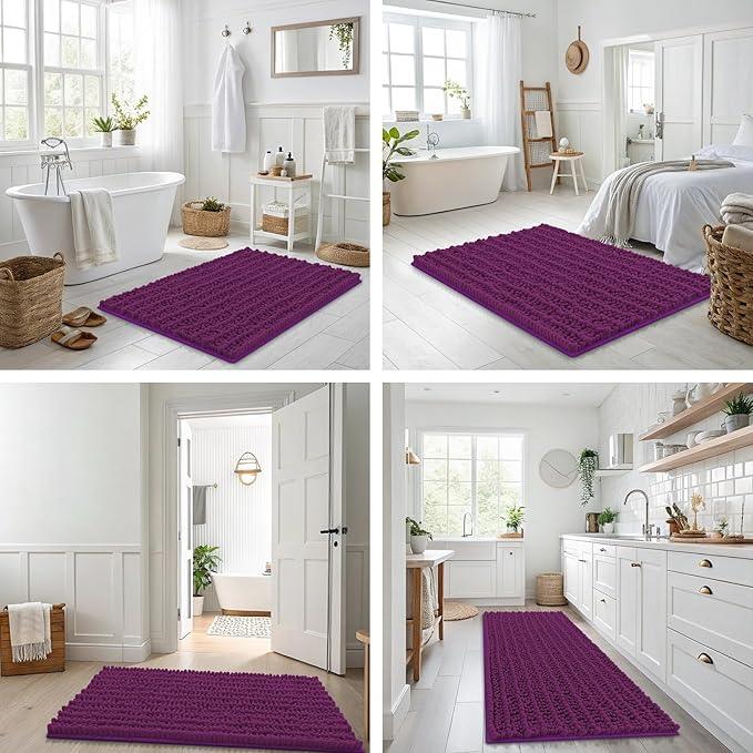 Smiry Bathroom Rugs Mat 24x16, Extra Soft Absorbent Chenille Bath Rugs, Non Slip Rubber Backing Machine Washable Quick Dry Bath Mats for Bathroom Floor, Tub, Shower, Home Decor Accessories, Violet - ModernBath