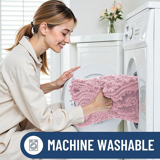 Smiry Bathroom Rugs Mat 24x16, Extra Soft Absorbent Chenille Bath Rugs, Non Slip Rubber Backing Machine Washable Quick Dry Bath Mats for Bathroom Floor, Tub, Shower, Home Decor Accessories, Dusty Rose - ModernBath