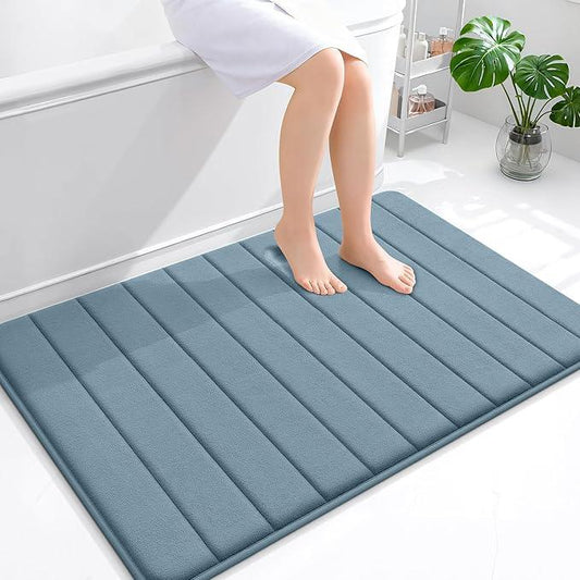 OLANLY Memory Foam Bath Mat 44x32, Super Soft Absorbent Bathroom Rugs, Quick Dry, Machine Washable Shower Floor Rugs, Bathmat Carpet, Bathroom Home Decor Accessories, Airy Blue - ModernBath