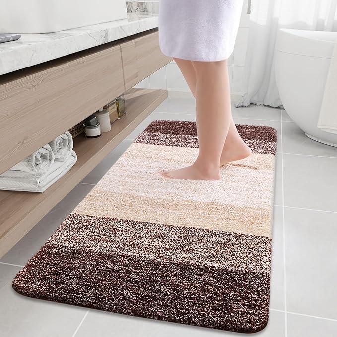 Arotive Microfiber Bathroom Rugs, Shaggy Soft and Absorbent Bath Rug, Non-Slip, Thick Plush Machine Washable Dry Bath Mats for Bathroom, Tub and Shower, 54x24, Brown, Rectangular - ModernBath