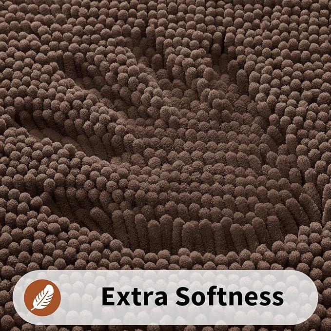 Yimobra Toilet Rugs U Shaped Washable - 24"x20" Non Slip Plush Contour Bath Rugs for Toilet - Super Soft Absorbent Quick Dry Toilet Mats for Bathroom,Brown - ModernBath