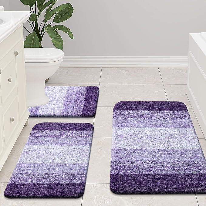 Arotive Microfiber Bathroom Rugs, Shaggy Soft and Absorbent Bath Rug, Non-Slip, Thick Plush Machine Washable Dry Bath Mats for Bathroom, Tub and Shower, 36x24, Dark Purple, Rectangular - ModernBath