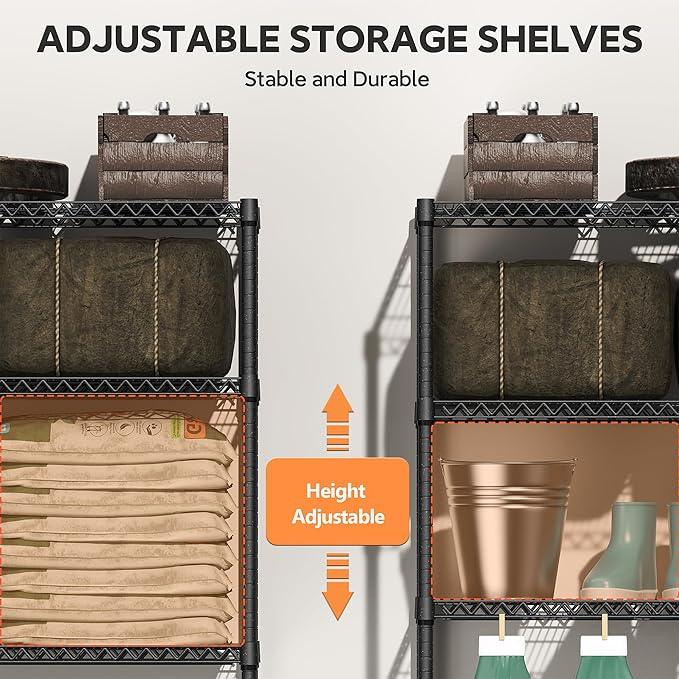 Stand Shelf Wire Rust-Proof Outdoor Storage Shelving 4-Tier Utility Shelving Unit for Garden Home,Kitchen,Office Dark Grey 17.7" D x 47.3" W x 59.4" H - ModernBath