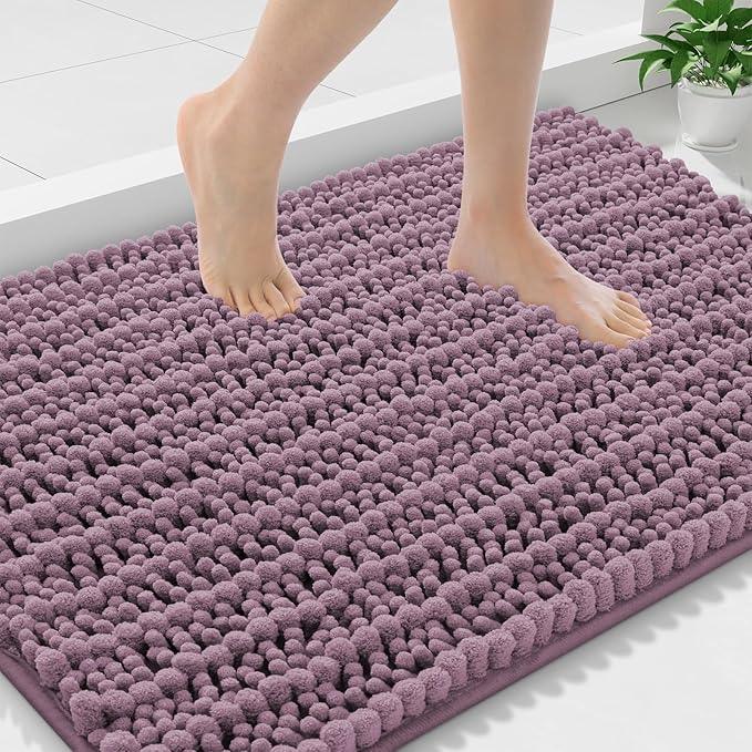 Smiry Bathroom Rugs Mat 36x24, Extra Soft Absorbent Chenille Bath Rugs, Non Slip Rubber Backing Machine Washable Quick Dry Bath Mats for Bathroom Floor, Tub, Shower, Home Decor Accessories, Deep Plum - ModernBath