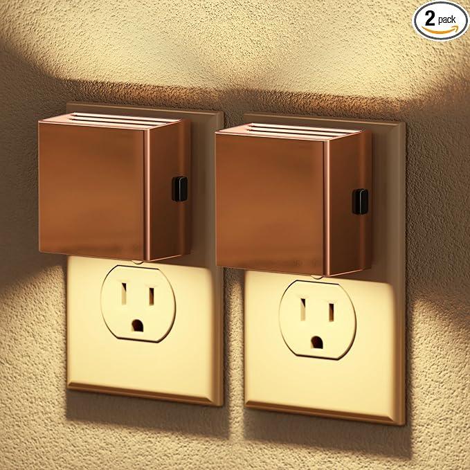 JandCase Night Light,Automatic Night Lights Plug into Wall,Dusk to Dawn,2 Pack Soft White 3000K Brightness Adjustable Nightlight for Kids Bedroom Bathroom Hallway Kitchen - ModernBath
