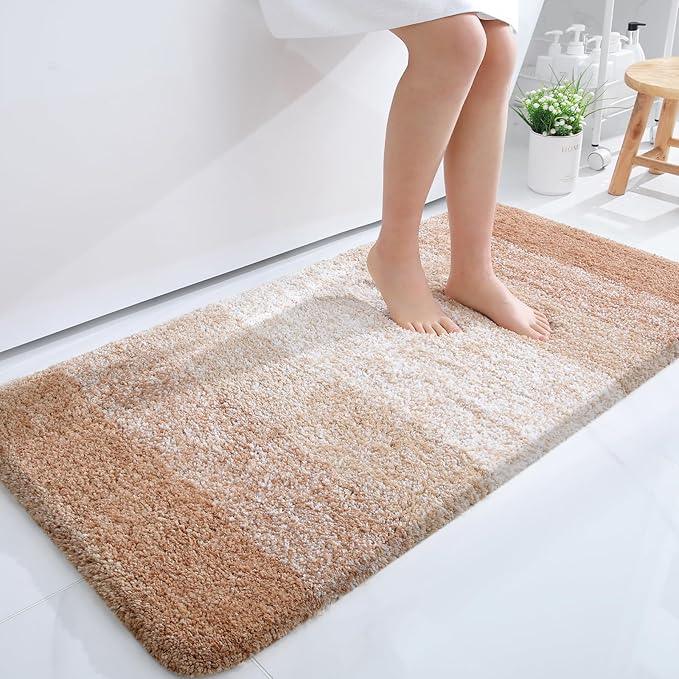 OLANLY Bathroom Runner Rugs 47x24, Extra Soft Absorbent Microfiber Bath Rugs, Rubber Backing, Quick Dry, Machine Washable Bath Mats for Bathroom Floor, Tub and Shower, Home Decor Accessories, Beige - ModernBath
