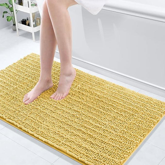 Arotive Luxury Chenille Bathroom Rug Mat, Extra Soft Thick Absorbent Shaggy Bath Rugs, Non-Slip Machine Wash Dry, Plush Bath Mats for Bathroom, Shower and Tub, 47x24, Yellow - ModernBath