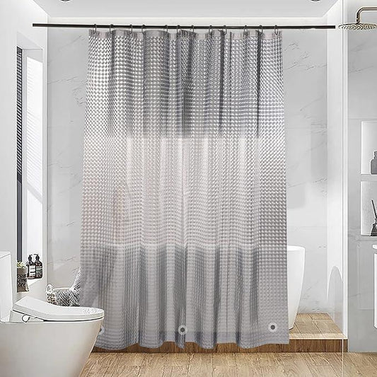 NTBAY EVA Semi-Transparent Clear Shower Curtain with Gray and White Gradient, Water-Repellent Liner with 3 Magnets for Bathroom, 72x72 Inches - ModernBath