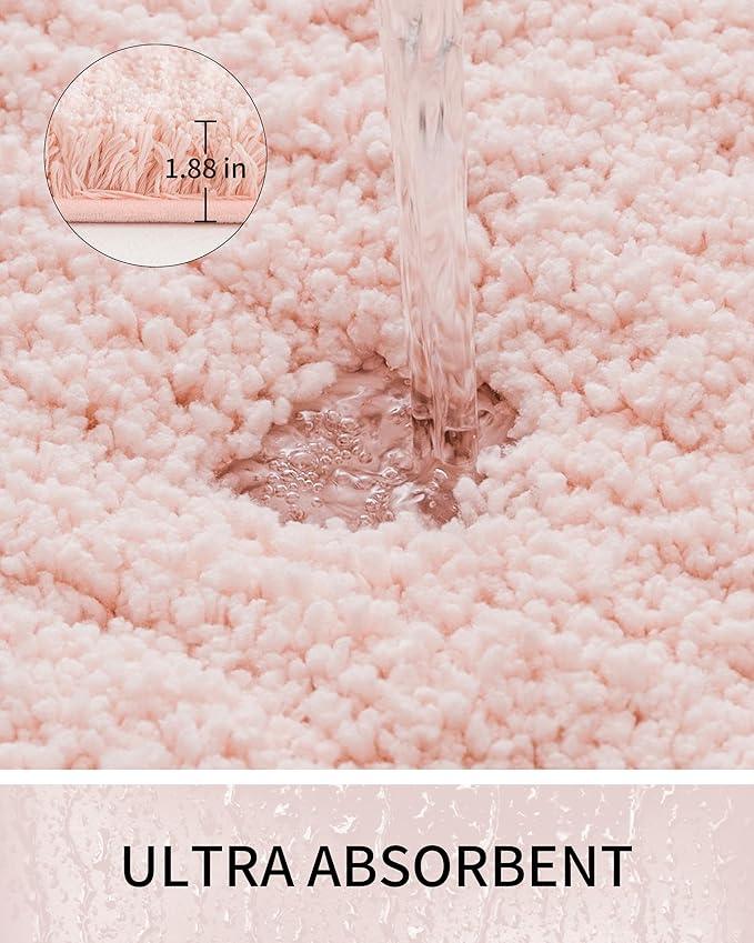 Ruggnovea Bathroom Rugs Non Slip Washable 70x24, Ultra Soft Thick Shaggy Absorbent Bath Mats, High Density Foam Latex Non Slip Backing Bath Rugs, Microfiber Bath Mats for Bathroom Floor&Sink,SK Pink - ModernBath
