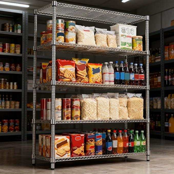 5 Tiers Shelf 1750 lbs Steel Storage Shelving Utility Shelving Unit Steel Organizer Wire Rack for Home,Kitchen,Office,Garage Chrome 17.7" D x 47.2" W x 72.4" H - ModernBath