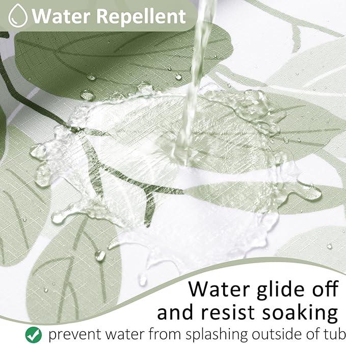 BOODII Sage Green Leaf Shower Curtain for Bathroom Botanical Eucalyptus Nature Eucalyptus Shower Curtain Set Floral Leaves Waterproof Bathroom Bath Curtains with Hooks 72x72 - ModernBath