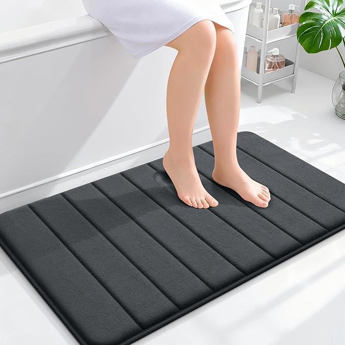 OLANLY Memory Foam Bath Mat 36x24, Super Soft Absorbent Bathroom Rugs, Quick Dry, Machine Washable Shower Floor Rugs, Bathmat Carpet, Bathroom Home Decor Accessories, Dark Gray - ModernBath