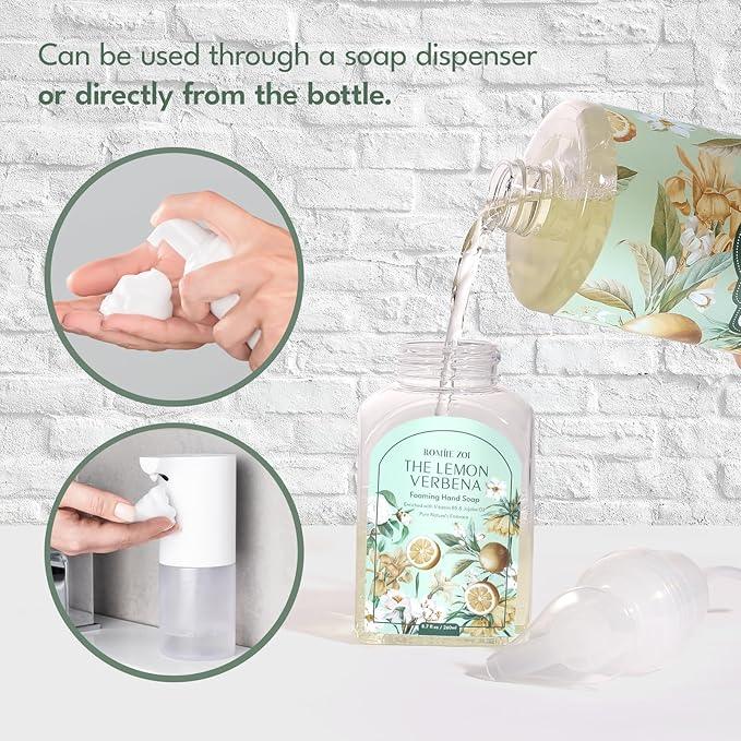 ROMIIE ZOI Foaming Hand Soap Refill Gift Set-3 Pack with Dispenser, Cruelty-Free and Biodegradable Formula, Moisturizing with Essential Oil for Sensitive Skin,Wild Lemon Verbena Scent,(33.8 Fl Oz x 3) - ModernBath