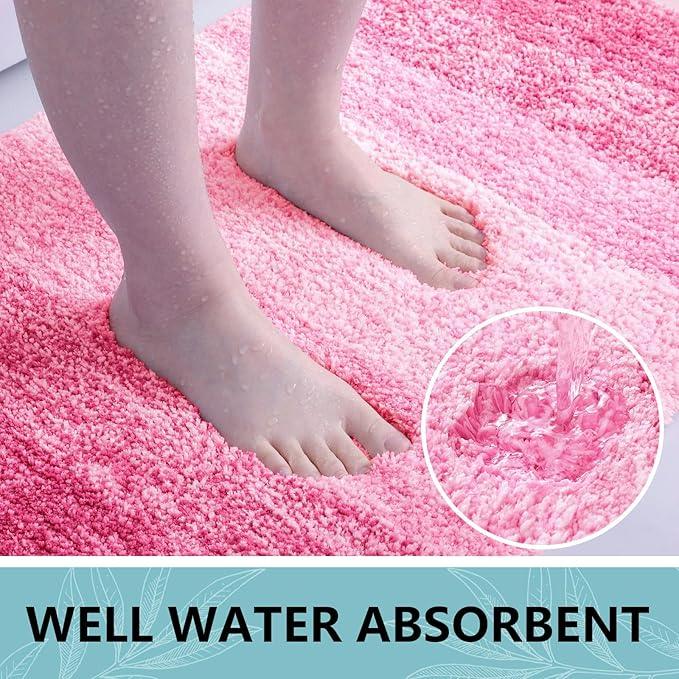 Arotive Microfiber Bathroom Rugs, Shaggy Soft and Absorbent Bath Rug, Non-Slip, Thick Plush Machine Washable Dry Bath Mats for Bathroom, Tub and Shower, 24x24, Pink, Round - ModernBath