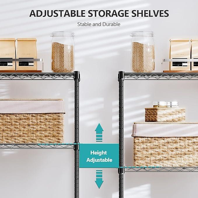 IZEUK 4-Tier Black Steel Storage Shelves, Heavy Duty Utility Wire Rack Organizer for Kitchen, Office, Home, 1000 lbs, 13.7" D x 23.6" W x 53.4" H - ModernBath