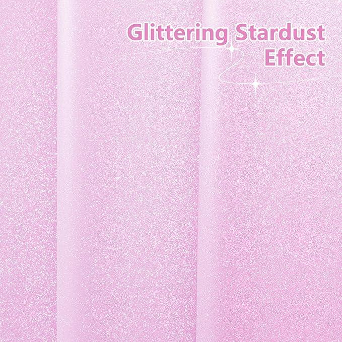 Seenus Waterproof Plastic Dreamy Pink Glitter Shower Curtain, Sparkle PEVA Shower Curtain Liner with 3 Large Magnets, 72 x 72 inch Blingbling Shimmery Bathroom Décor Shower Curtain Rose Pink - ModernBath