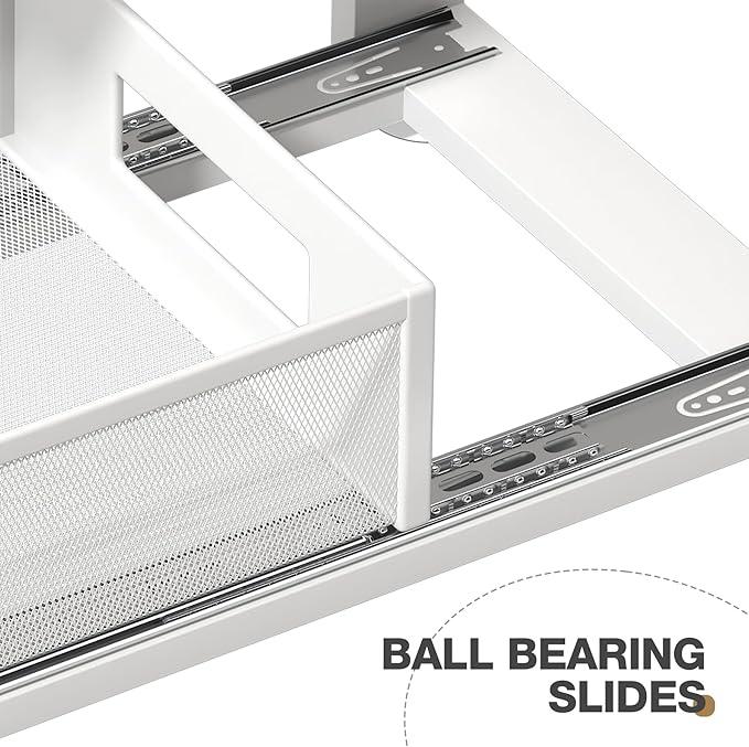 2 Pack Under Sink Organizer with Next-Gen Ball-Bearing Slides,2-Tier Pull Out Cabinet Storage,Height Adjustable Drawer Shelf for Bathroom,Kitchen,Laundry,Cabinet,Pantry(Patent Pending) - ModernBath