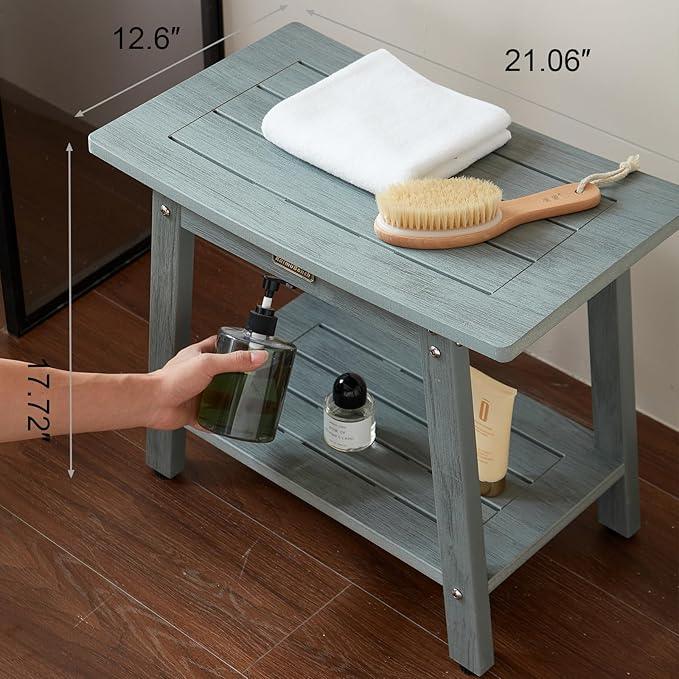 KaimuBench Large Shower Bench Seat, HDPS Shower Stool for Inside, Waterproof Spa Bath Chair for Shaving Leg, Weather Resistant/Non-Slip, Indoor/Outdoor Use, No Maintenance, Gray - ModernBath