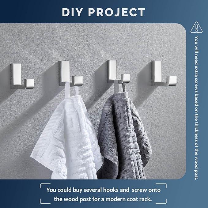Angle Simple Towel Hooks, SUS 304 Stainless Steel Robe Coat Hooks for Bathroom Wall, Polished Chrome, 2 Pack - ModernBath