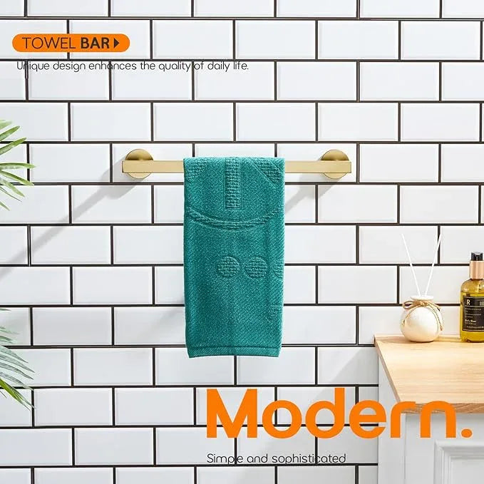 16 Inch Bathroom Towel Bar Bath Towel Rack Kitchen Towel Holder Towel Hanger Wall Mounted SUS304 Stainless Steel Brushed Gold AN4001GD-L16 - ModernBath