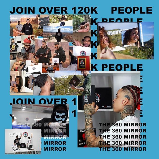 The 360 Mirror - 3 Way Mirror for Self Hair Cutting - Adjustable Trifold Barber Mirro to Cut Your Own Hair - Tri Fold Self Haircut System for Men - Three Sided Mirro for Haircuts (with LED) - ModernBath