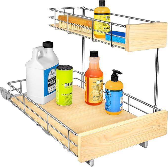 LYNK PROFESSIONAL® SELECT™ Pull Out Under Sink Kitchen Cabinet Organizer - 11.5 in. x 18 inch deep Drawer - Sliding Shelf Organizer and Undersink Storage Shelves - Lifetime Ltd. Warranty – Chrome - ModernBath