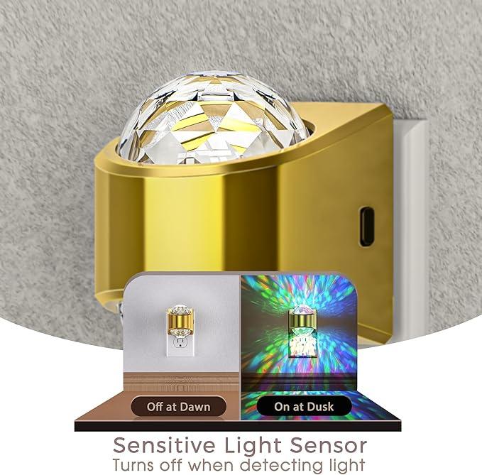 Night Lights Plug into Wall, Star Projector for Bedroom, Gold Night Light Projector for Kids, 9-Color RGB Galaxy Nightlight with Dusk to Dawn Sensor for Bathroom, Home Gaming Room Decor Gifts, 2pack - ModernBath