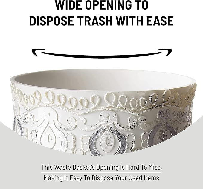 Zahari Home 2pc Monaco Modern Bath Accessories Set Waste Basket & Tissue Box Cover Modern Classic Contemporary Decorative Beautiful Designs Bathroom Decor Set for Home Luxury Bath Set - ModernBath
