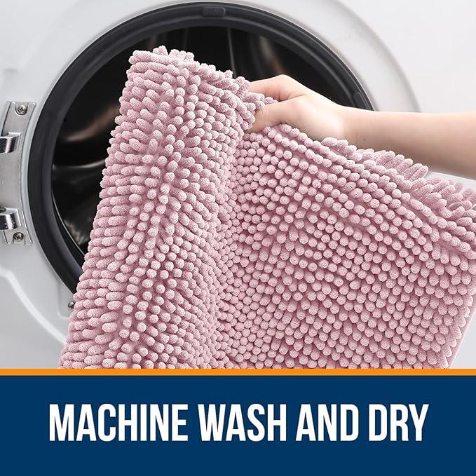 OLANLY Bathroom Rugs 70x24, Extra Soft Absorbent Chenille Bath Rugs, Rubber Backing Quick Dry, Machine Washable Bath Mats for Bathroom Floor, Tub and Shower, Home Decor Accessories, Dusty Rose - ModernBath